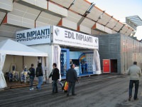 Struttura porta grafica per stand Edil Impianti a Bologna Fiere